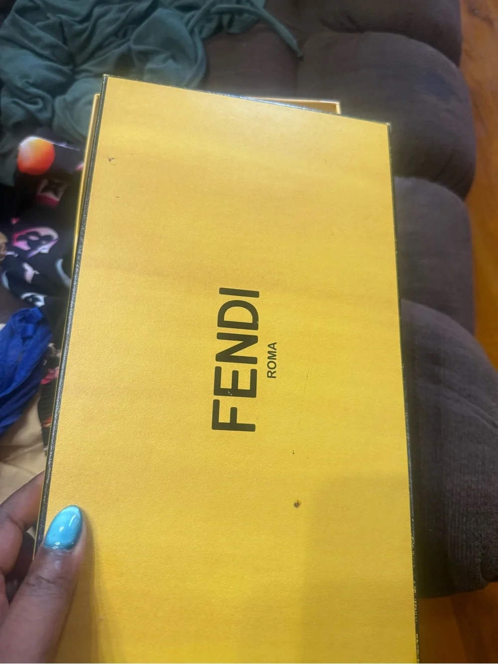 Fendi Brown Leather Slide Sandals with Gold Buckle